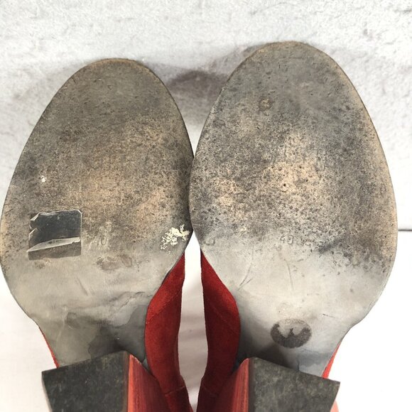 LD Tuttle Bootie Womens 9 US 40 EU Red Suede Leather Heels Boho Artsy - Picture 9 of 16